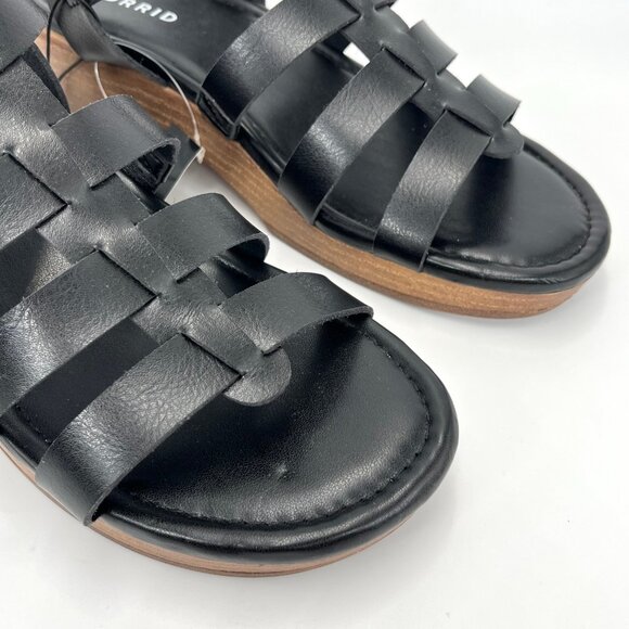 New Torrid Black Wood Fisherman Block Heel Sandals - Size 8WW - Picture 3 of 10